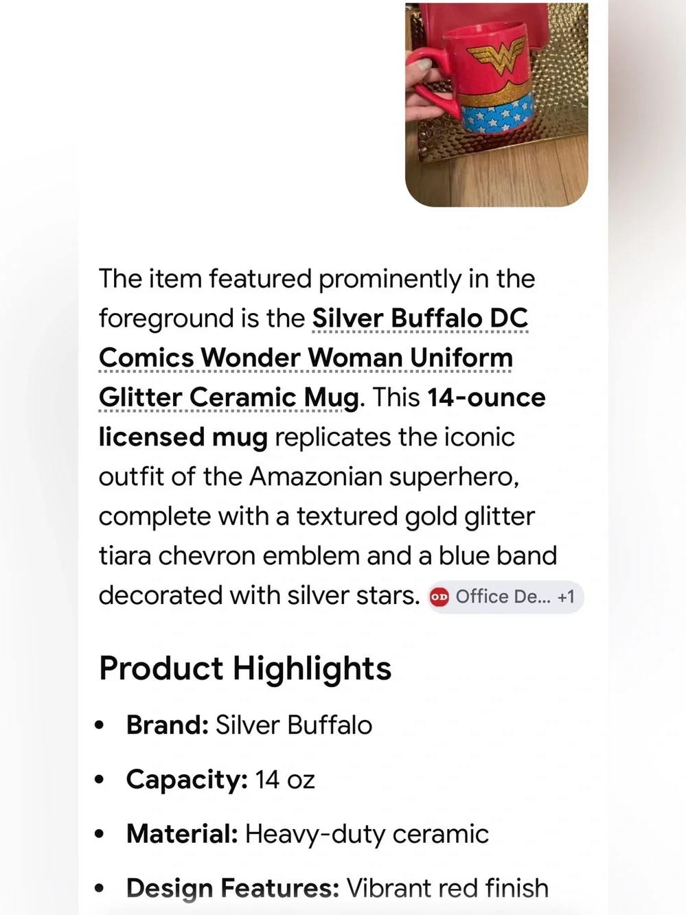 #3250*Wonder Woman Red Ceramic Mug with Gold & Blue Stars & red makeup bag